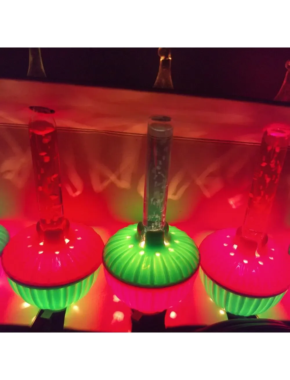 Vintage GEM 7 Light Bubble Set Christmas Holidays Red Green READ AS IS